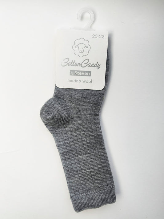 Skarpety z wełny merynosów dziecięce prążek 20/22 melanż szare