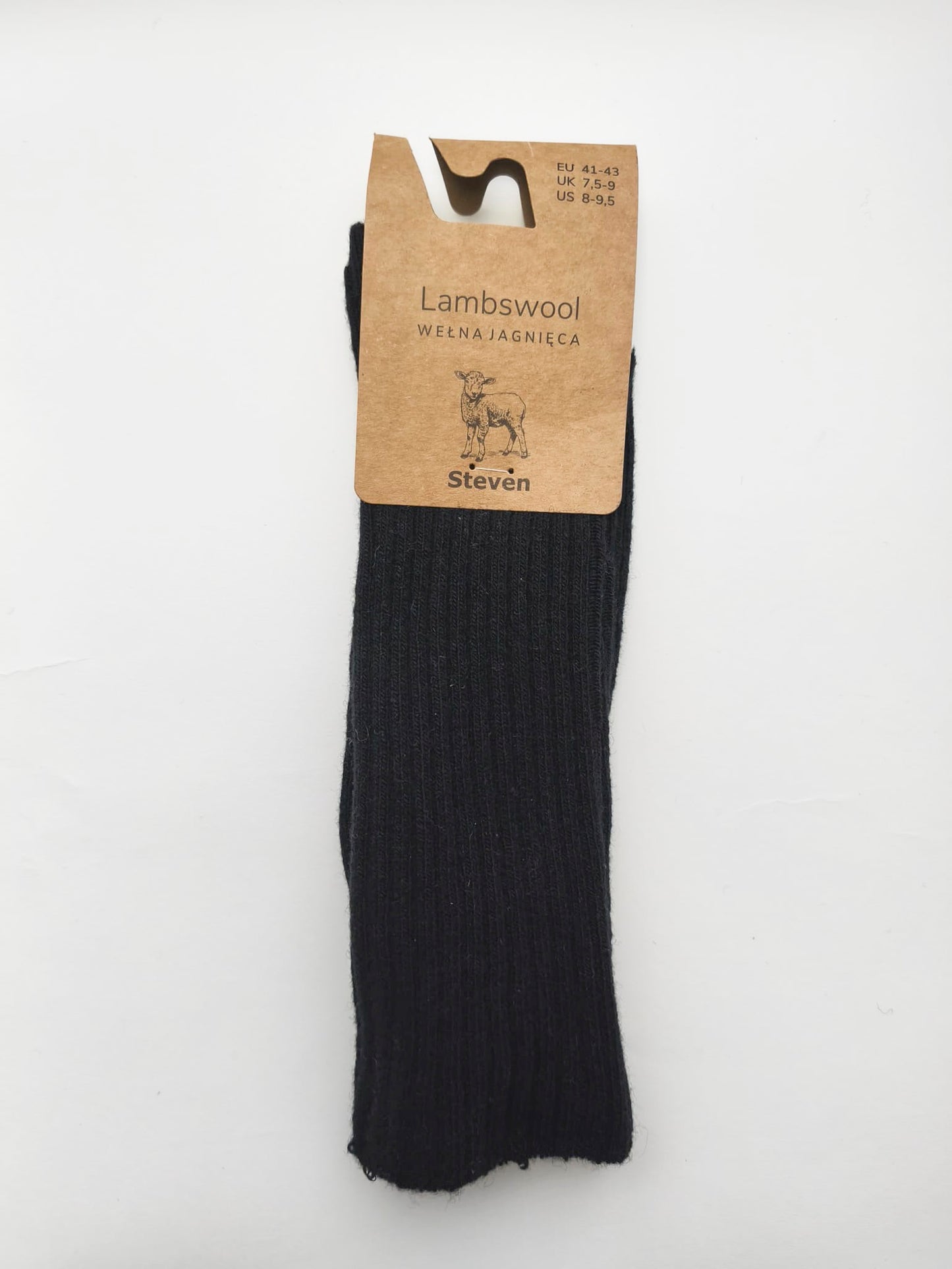 Skarpety z wełny jagnięcej 41/43 prążek czarne