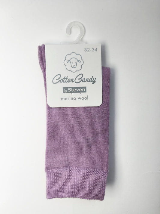 Skarpety z wełny merynosów dziecięce 32/34 lawendowe
