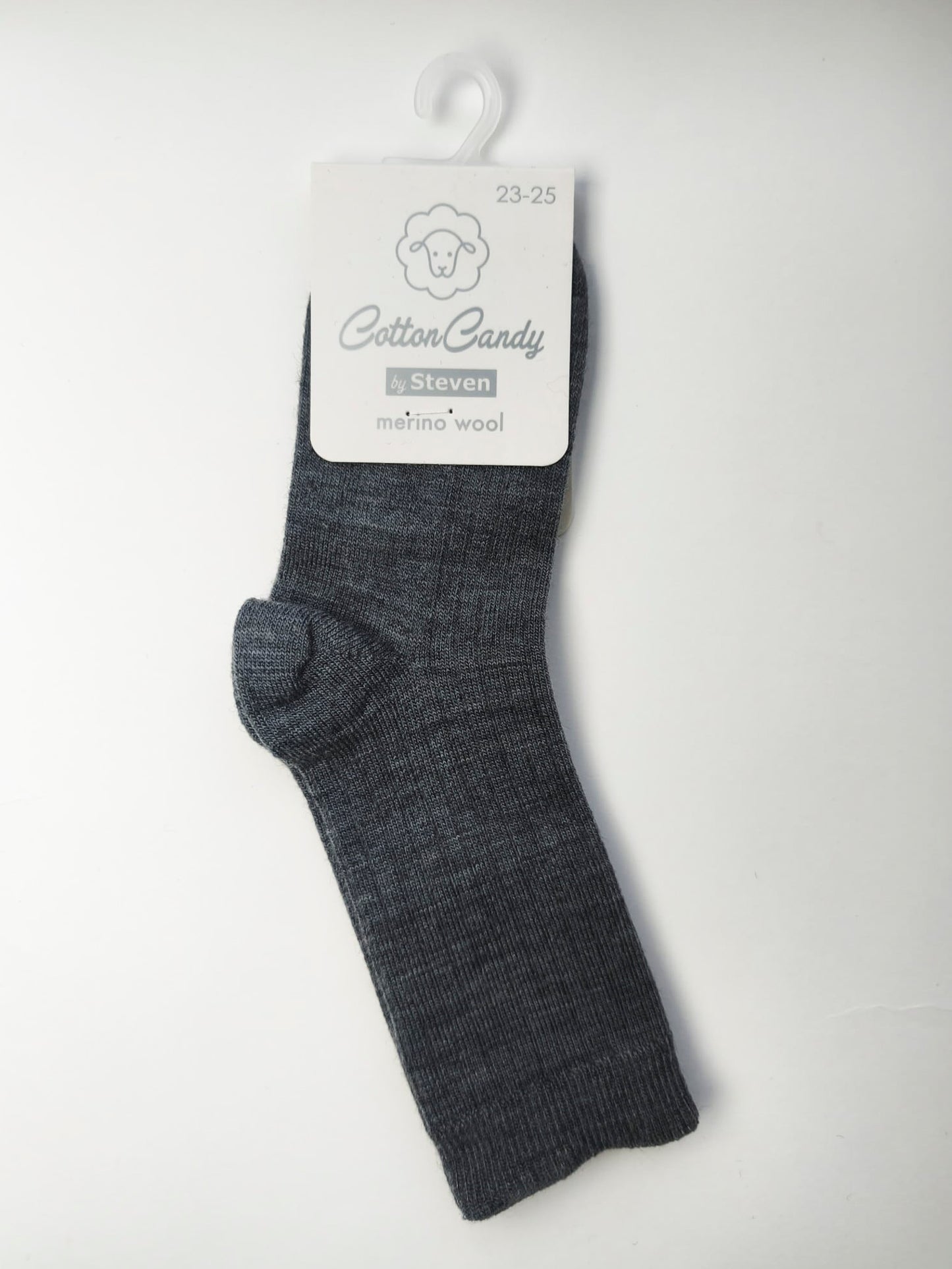 Skarpety z wełny merynosów dziecięce prążek 23/25 melanż szare
