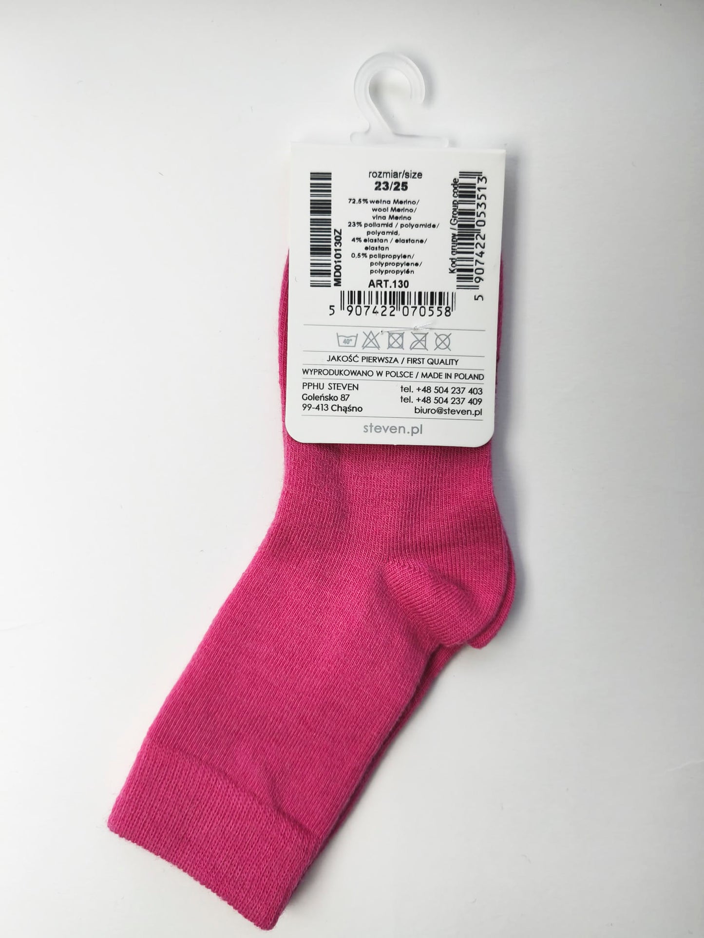 Skarpety z wełny merynosów dziecięce 23/25 różowe