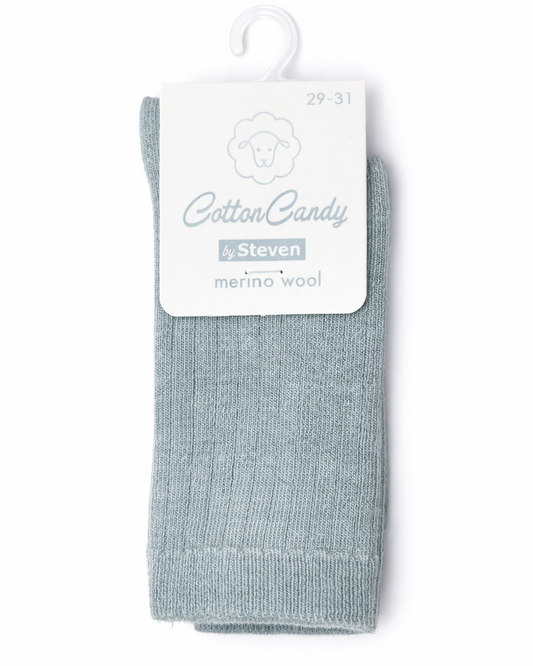 Children's merino wool socks striped 29/31 melange gray