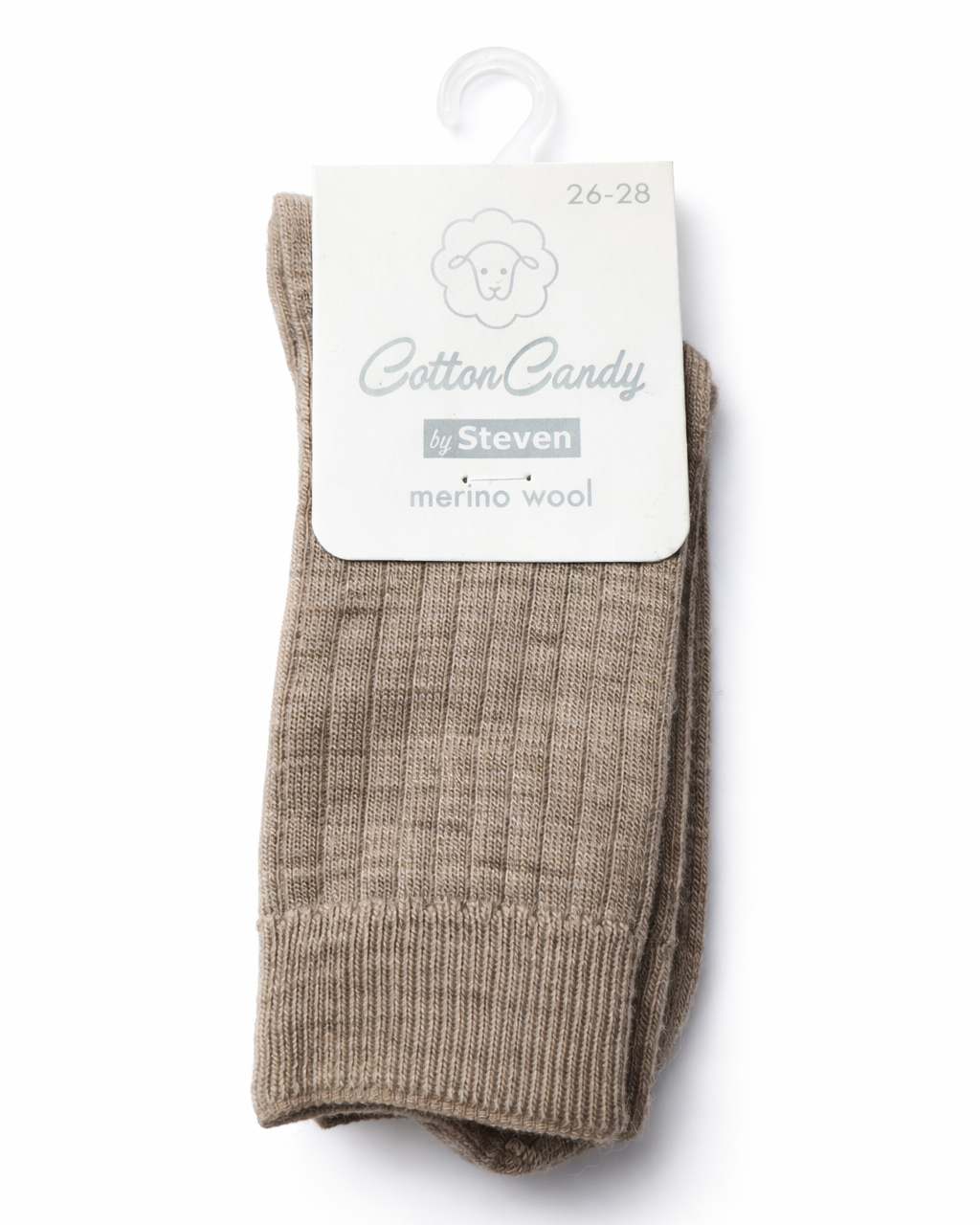 Children's merino wool socks striped 26/28 melange beige