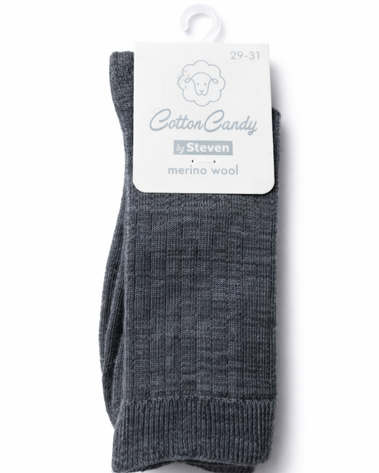 Children's merino wool socks striped 29/31 light gray