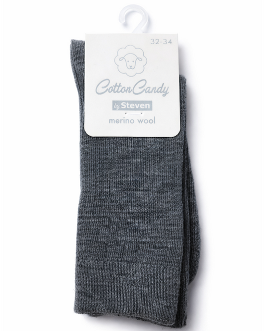 Children's merino wool socks striped 32/34 melange gray