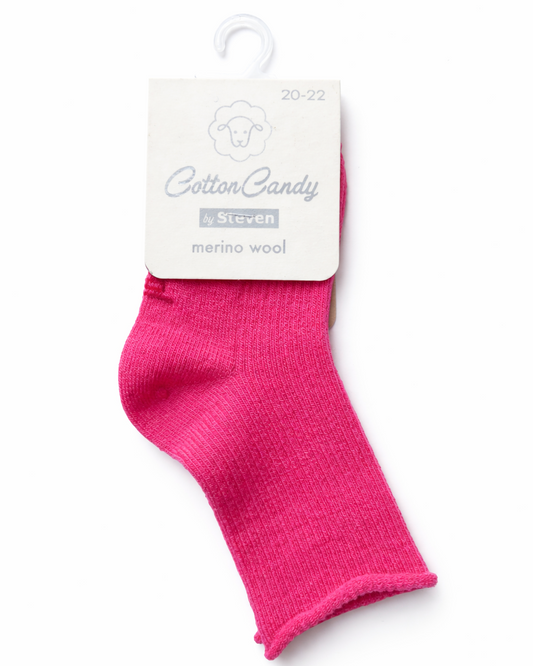 Children's merino wool socks striped 20/22 pink
