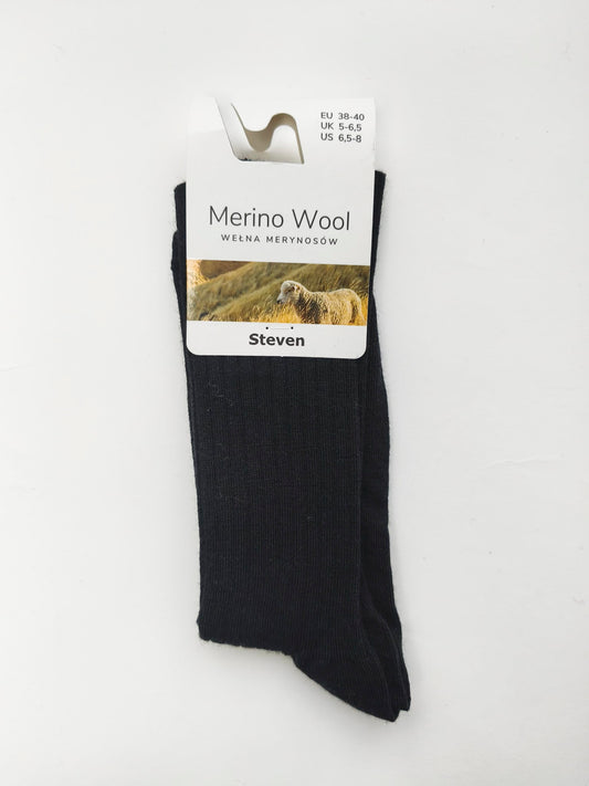 Skarpety z wełny merynosów 38/40 prążek czarne