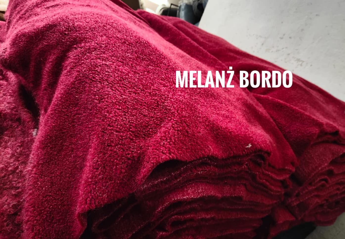 BARANEK TEDDY DZIANINA FUTERKOWA WEŁNA MERINO - BORDO MELANŻ