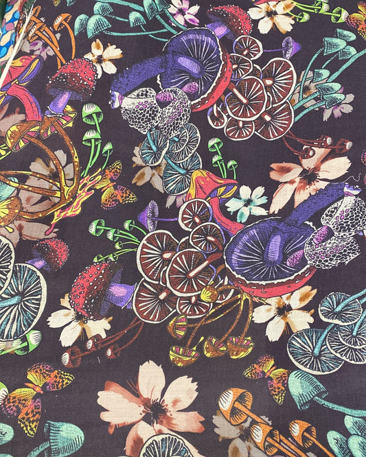 TKANINA WEŁNIANA DRUKOWANA - GRZYBY