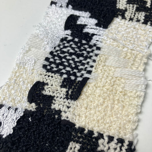 Black and white designer deadstock TWEED wool fabric - 412